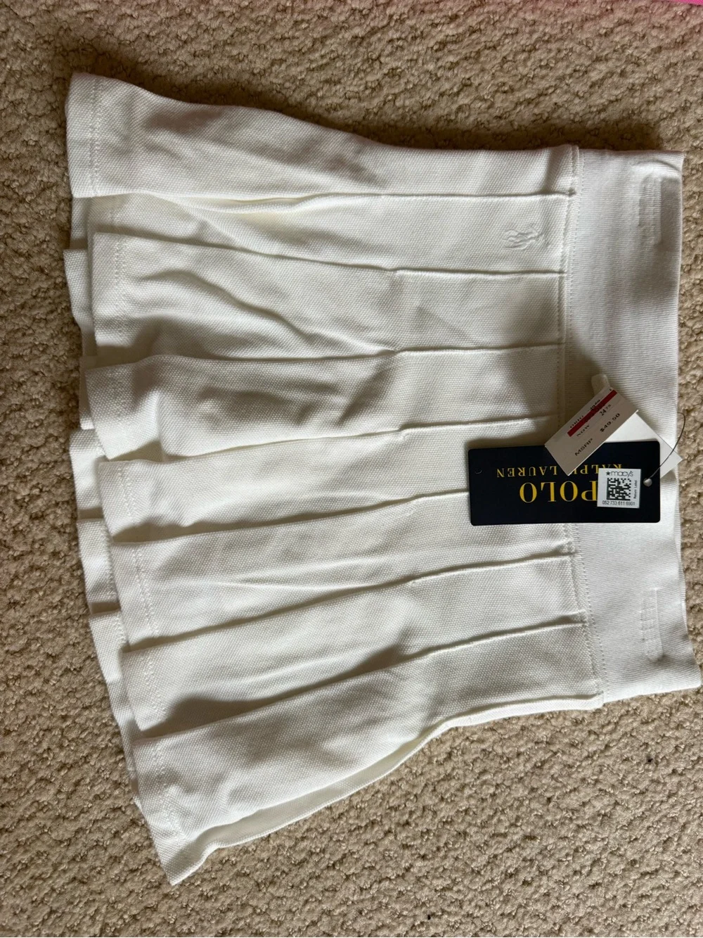Ralph Lauren Hot Pink Polo Shirt with White Pleated Skirt Set